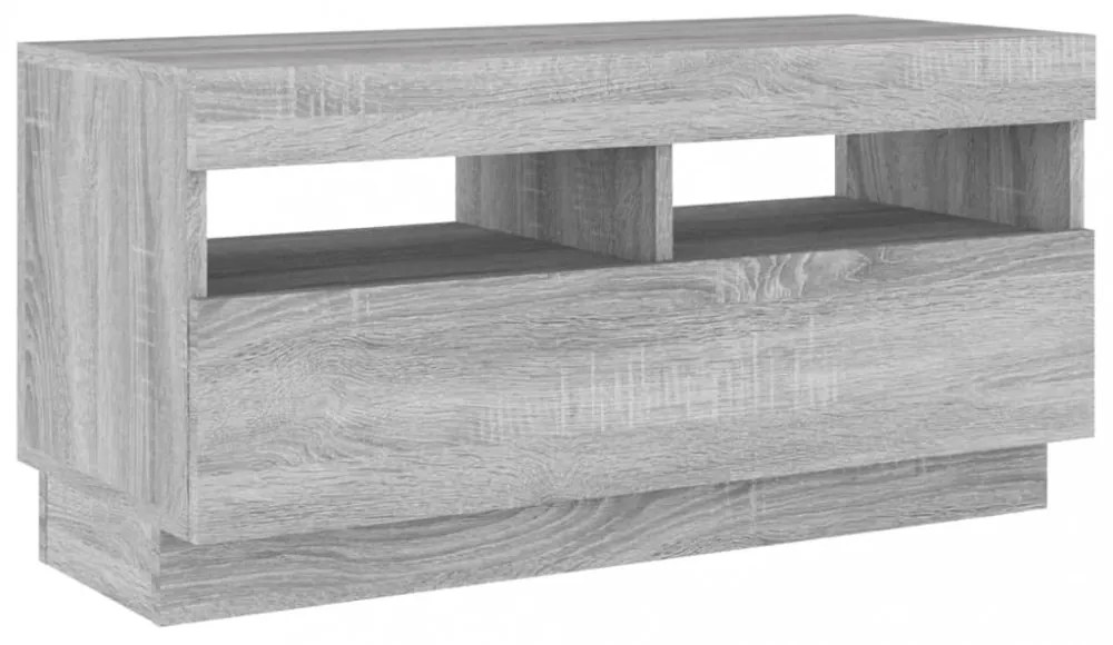 szürke sonoma TV-szekrény LED világítással 80 x 35 x 40 cm