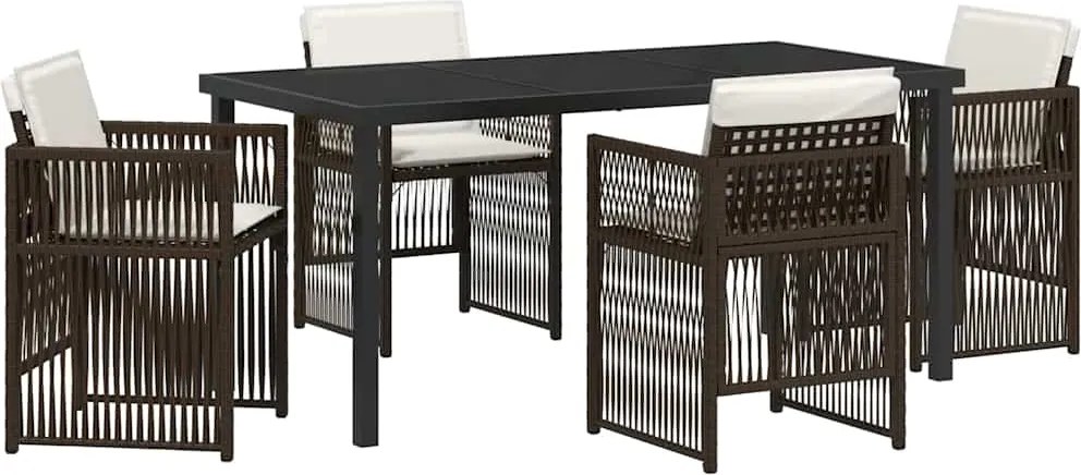 vidaXL Kert étkező szett 5 pcs Barna Porszórt acél