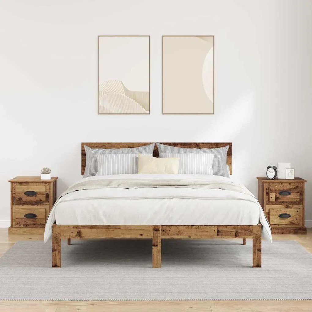 Éjjeliszekrény fiókkal 2 pcs Régi fa 39 x 39 x 47.5 cm Faanyag
