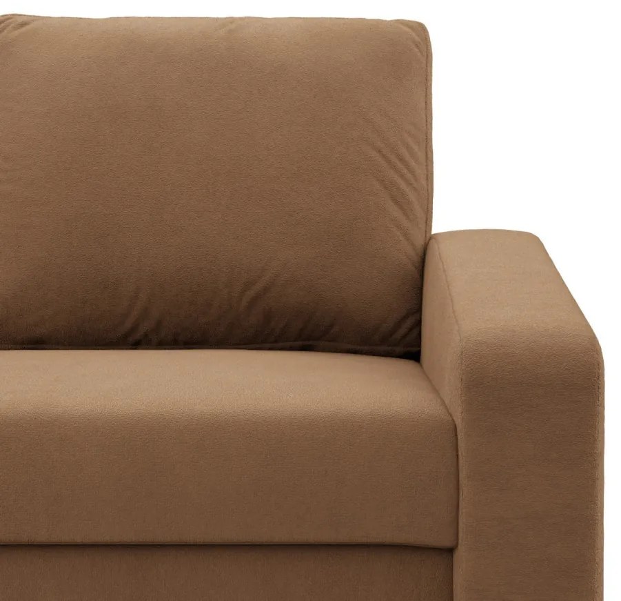 Zeus sarokkanapé, 2 ágyneműtartóval, döntött kartámasz, szövet anyag, univerzális oldal, hab töltet, barna