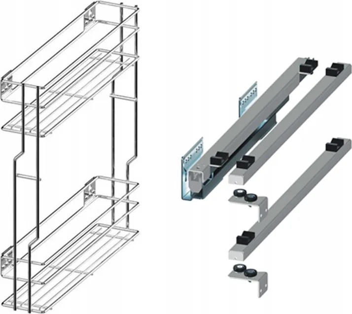 Cargo oldalsó szekrény bal 15cm 150 effekt króm 2p Rejs Push teljes kihúzás