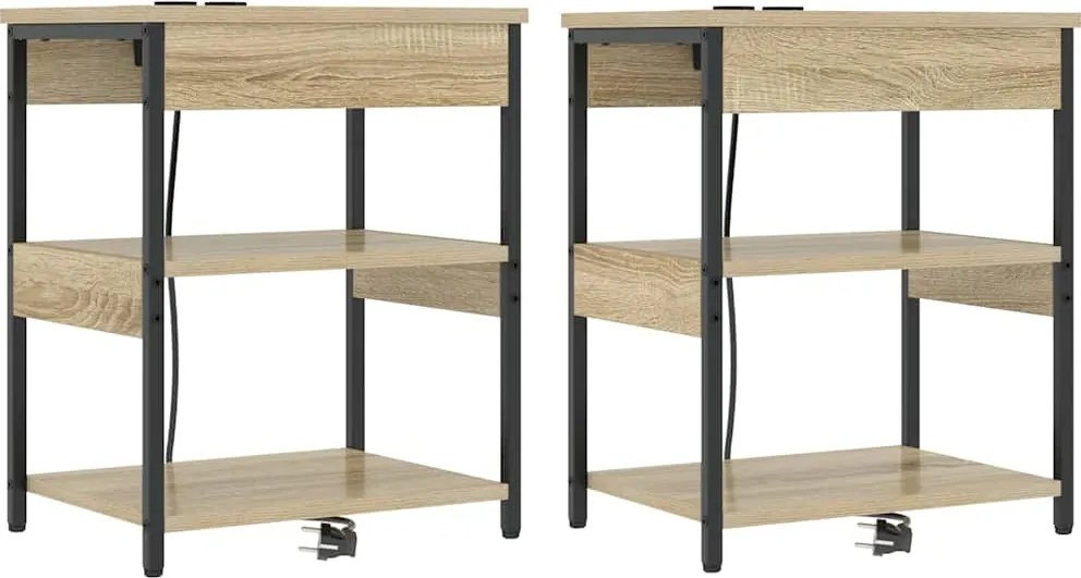 vidaXL Éjjeliszekrény 2 pcs Sonoma tölgy 41 x 31 x 51 cm Faanyag