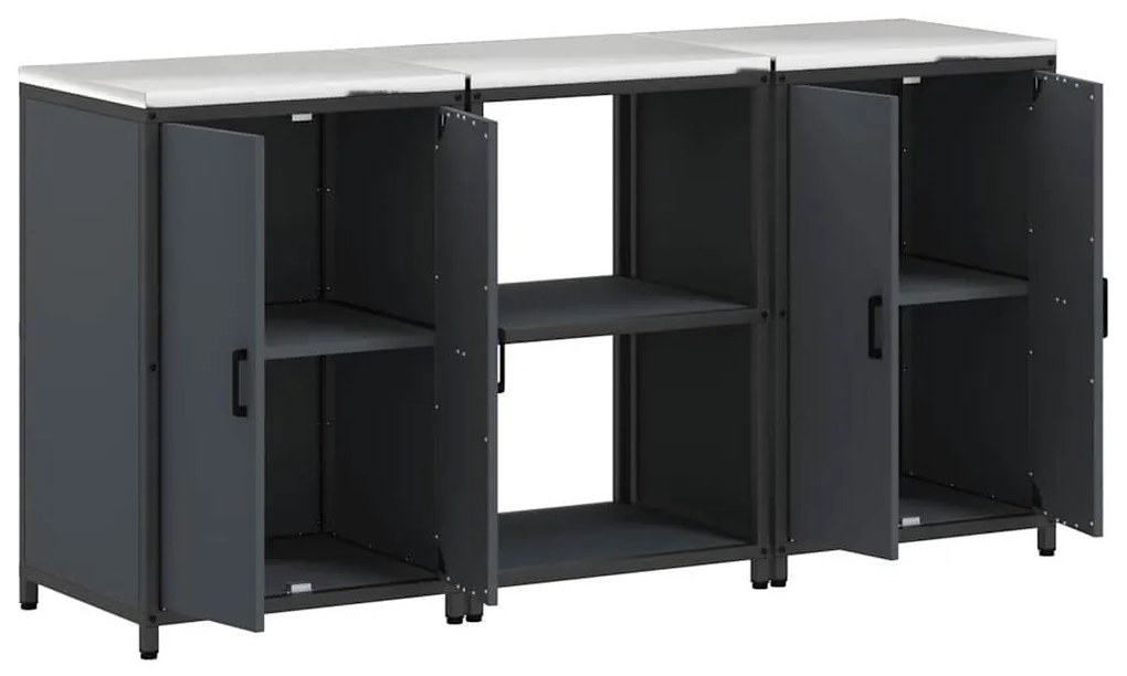Konyhai Tároló Készlet 3 pcs Antracitszürke 180 x 50 x 92 cm