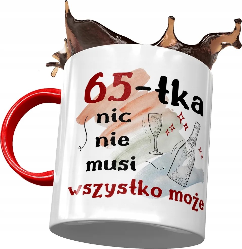 Piros Bögre Születésnapra 65 65-es 65-ös Ajándék Nyomtatott Fotóval