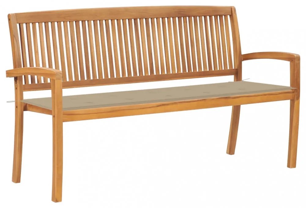 tömör tíkfa rakásolható kerti pad párnával 159 cm