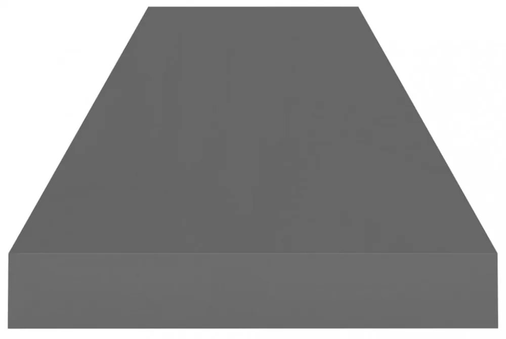 4 db magasfényű szürke MDF lebegő fali polc 90 x 23,5 x 3,8 cm