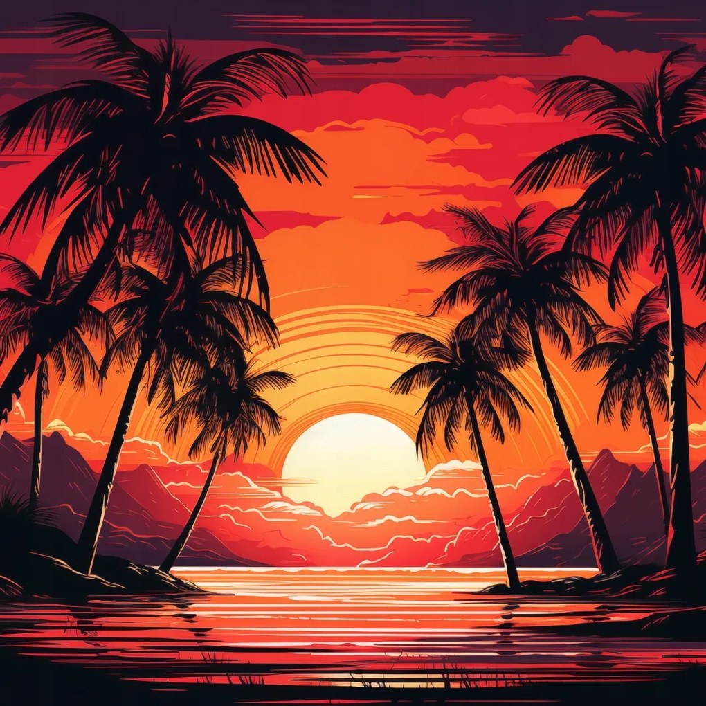 Poszter 40x40cm Pálmafák a lagúnánál