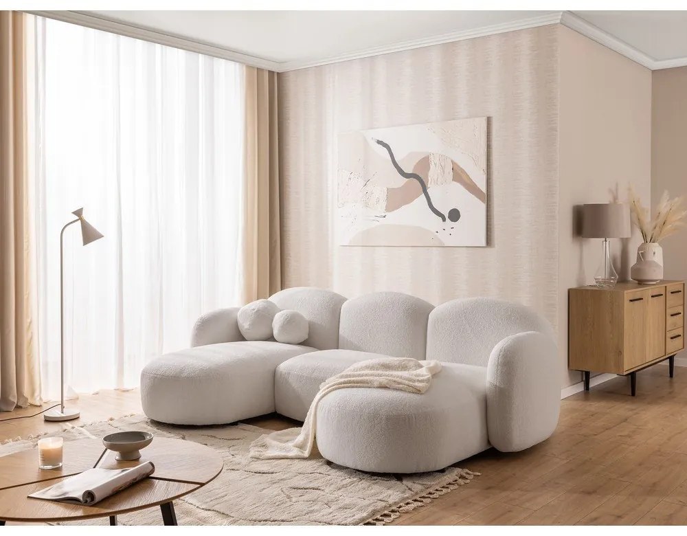 Krémszínű buklé (U alakú) sarokkanapé Orbit – Ropez