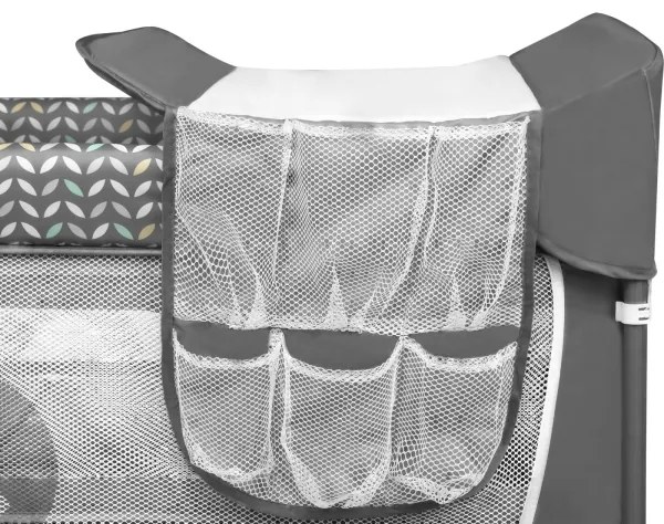 Lionelo - Utazóágy FLOWER, szürke, skandináv stílus