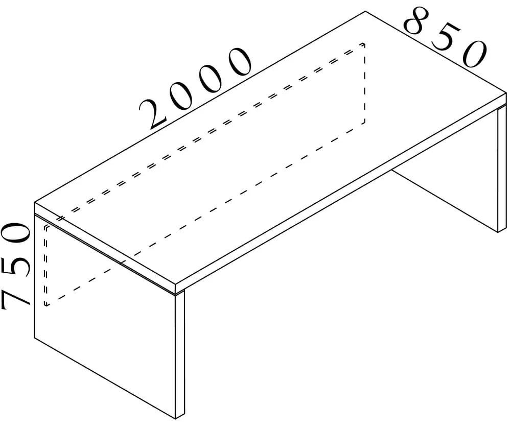 Lineart asztal 200 x 85 cm, sötét szilfa