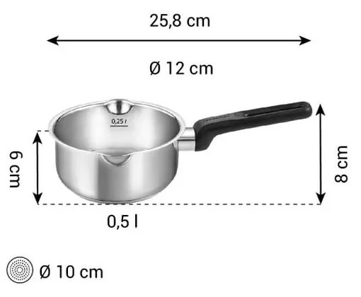 Indukciós tűzhelyhez alkalmas rozsdamentes acél lábas 500 ml Brava – Tescoma