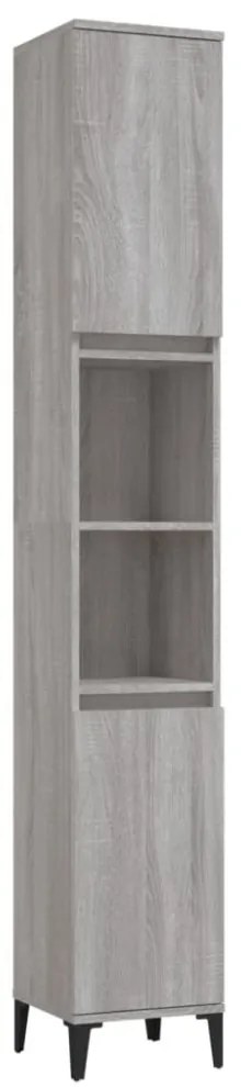 szürke sonoma színű szerelt fa fürdőszobaszekrény 30x30x190 cm
