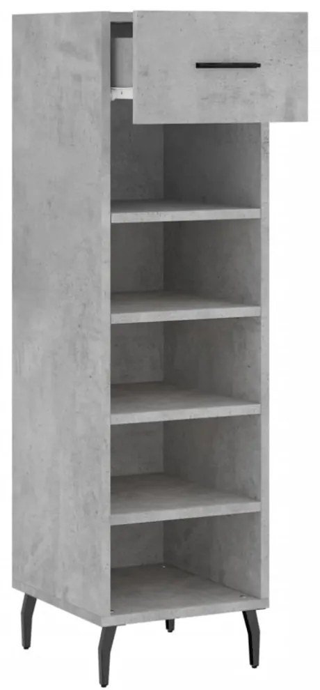 betonszürke szerelt fa cipősszekrény 30 x 35 x 105 cm