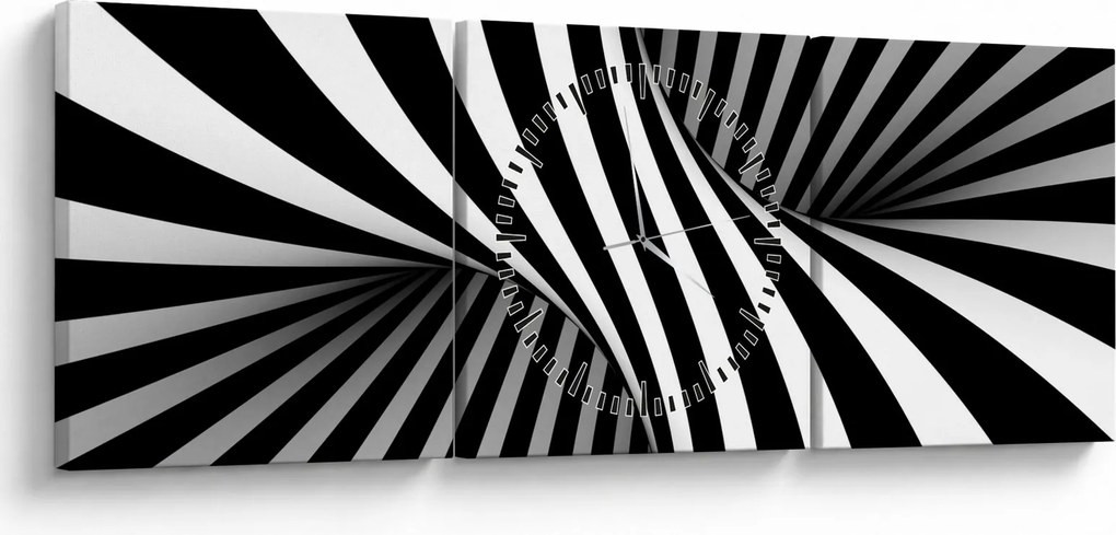 Absztrakt kép zebra csíkokkal (órával) (90x30 cm)