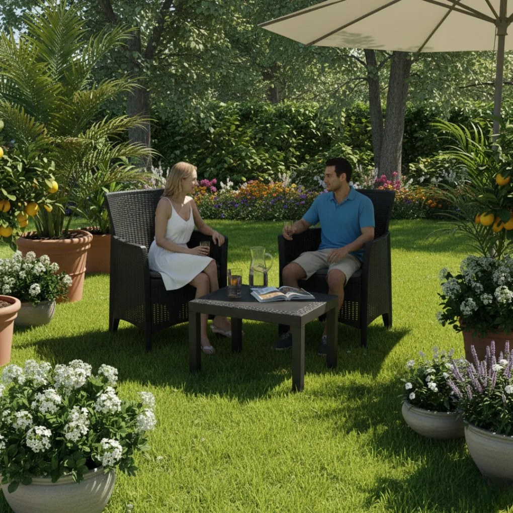 Kerti garnitúra FOREST, 3 részes, antracit színben I.P.A.E-Progarden