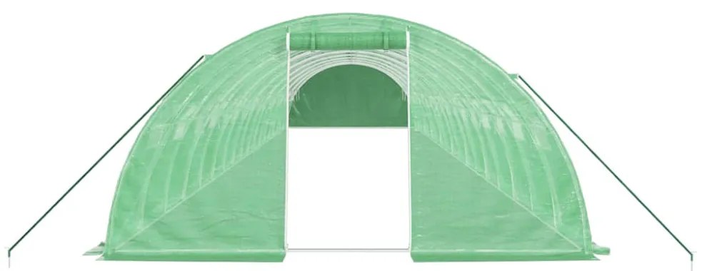 zöld acélvázas melegház 72 m² 18 x 4 x 2 m