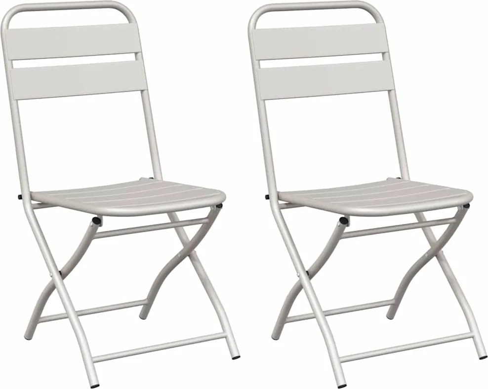 vidaXL Kerti hajtható szék 2 pcs Bézs 42 x 52 x 82cm Porszórt acél