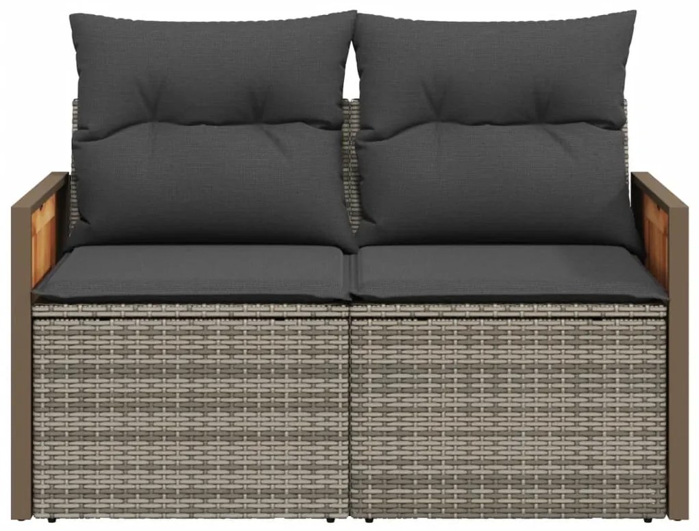 2 személyes szürke polyrattan kerti kanapé párnával