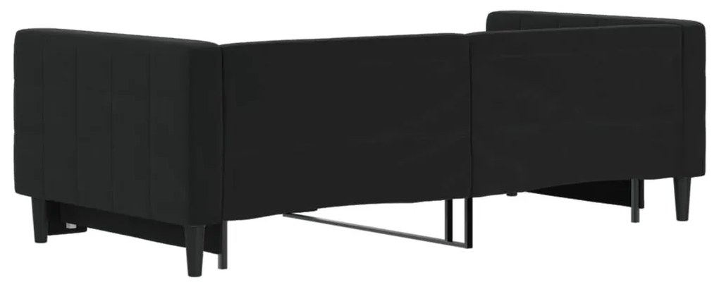 fekete kihúzható bársonyheverő 90 x 190 cm