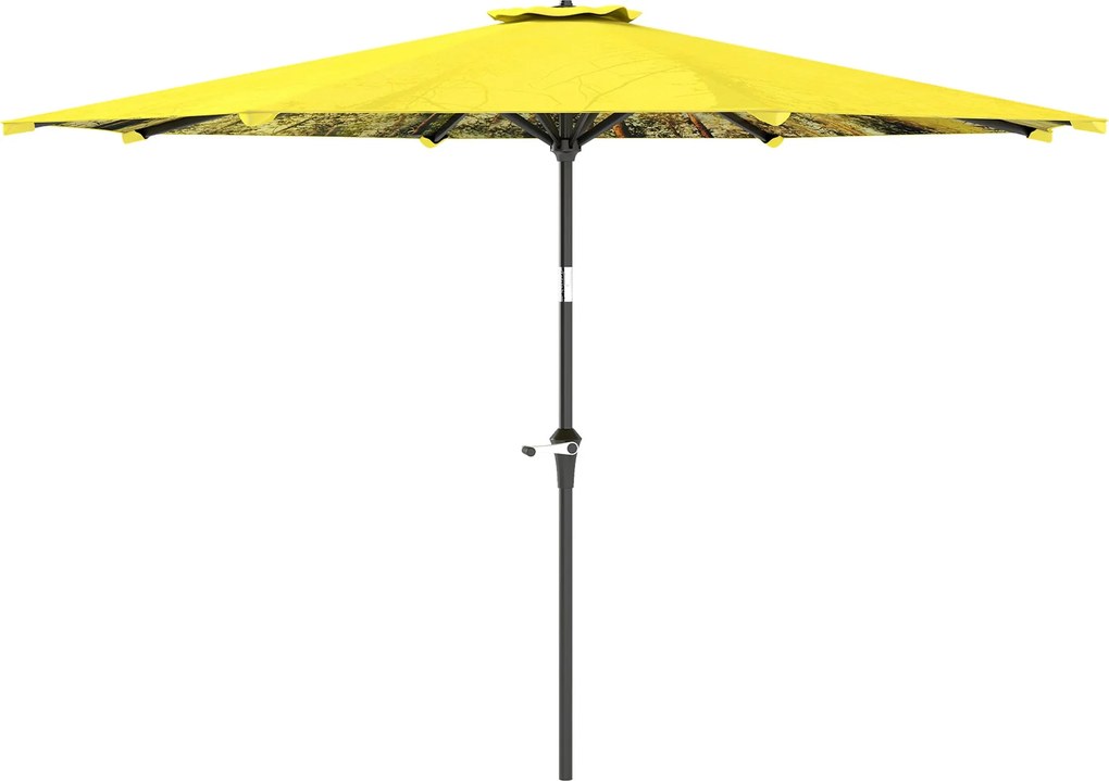 Outsunny Napernyő Ø300 cm, Napernyő Kézi Forgatókarral, Mintás, Október Erkély Napernyő Strand Napernyő Szélálló Stabil Piac Napernyő Napvédő Strandho