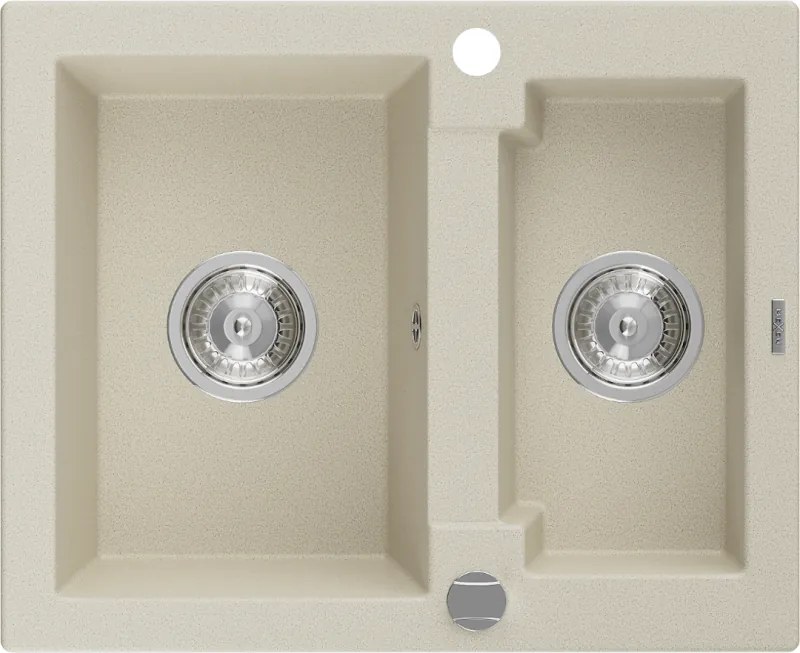 Mexen Carlos, gránit mosogató 582x475x177 mm, 1,5 kamrás, bézs, 6518581500-69