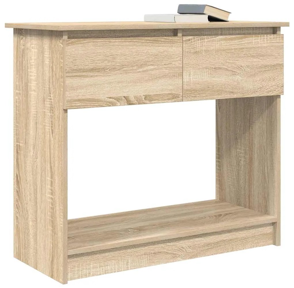 sonoma tölgy színű konzolasztal fiókokkal 85,5x38,5x74,5 cm