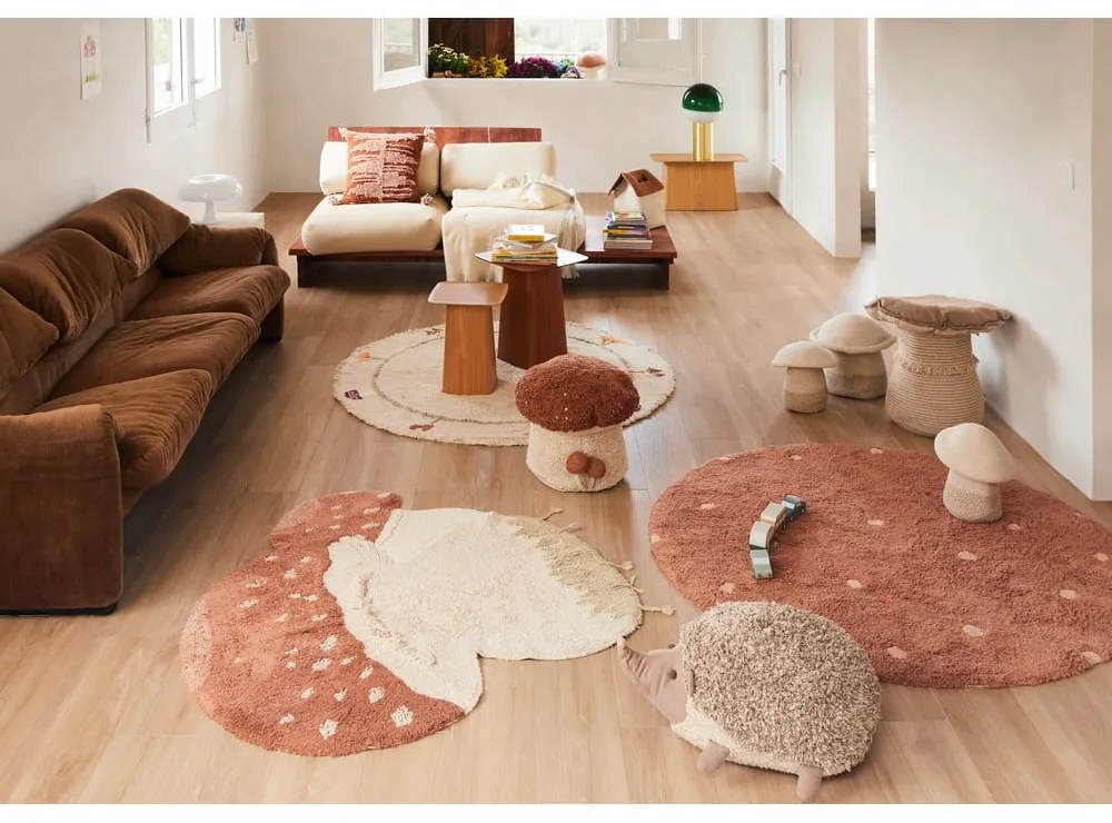 Bézs mosható kézi szövésű pamut gyerek szőnyeg ø140 cm Chanterelle – Lorena Canals