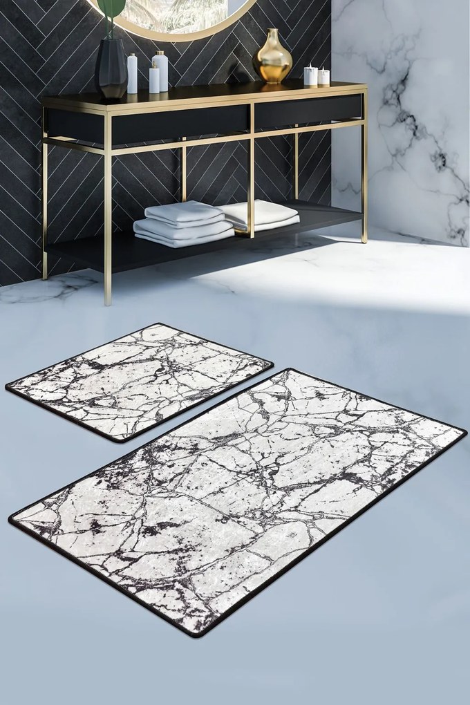 Marble fehér fürdőszobai szőnyeg