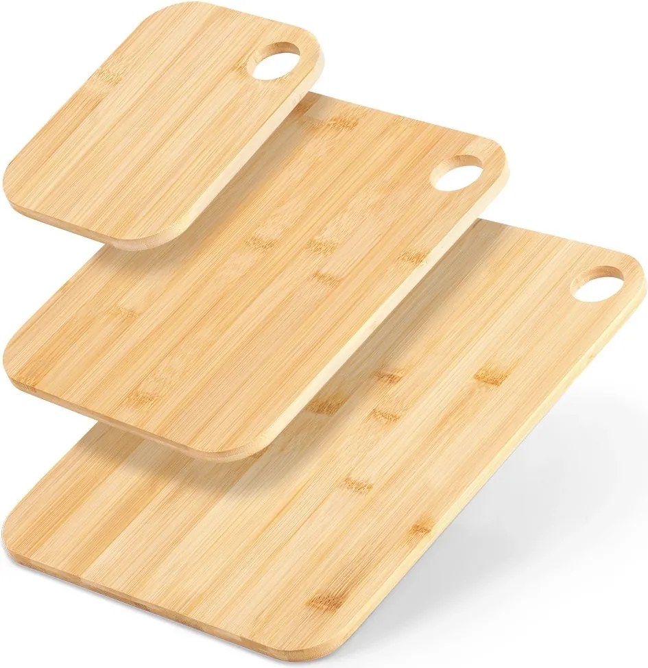 Konyhai vágódeszka szett Fa Bambusz Tömör Vilde 3 db-os