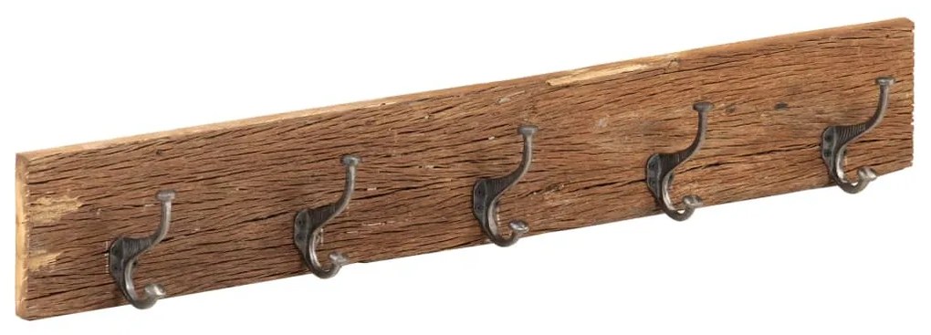 tömör újrahasznosított fa fogas 5 akasztóval 100 x 2,5 x 15 cm
