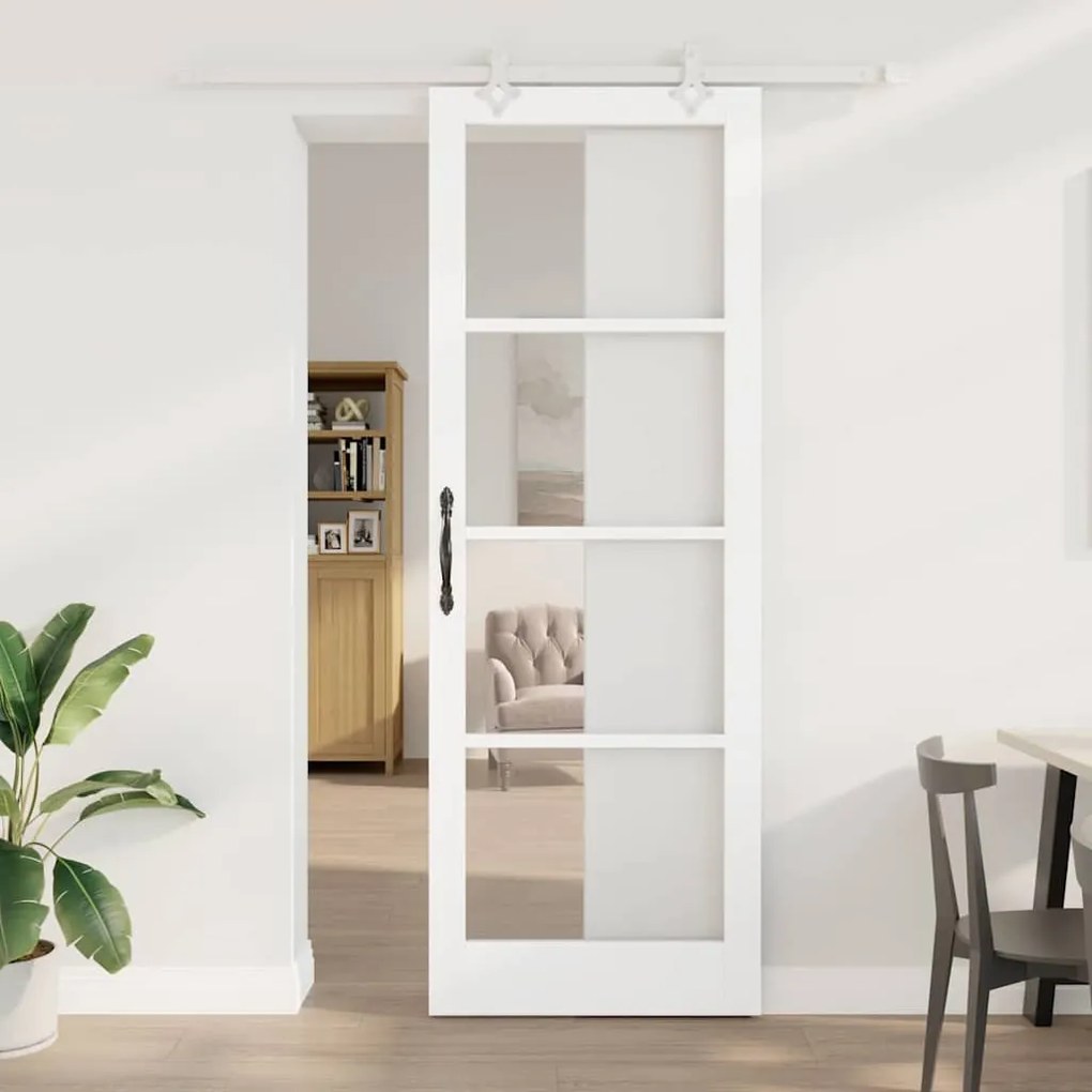 Csúszóajtó Fehér 83 x 232 cm Fa és fém
