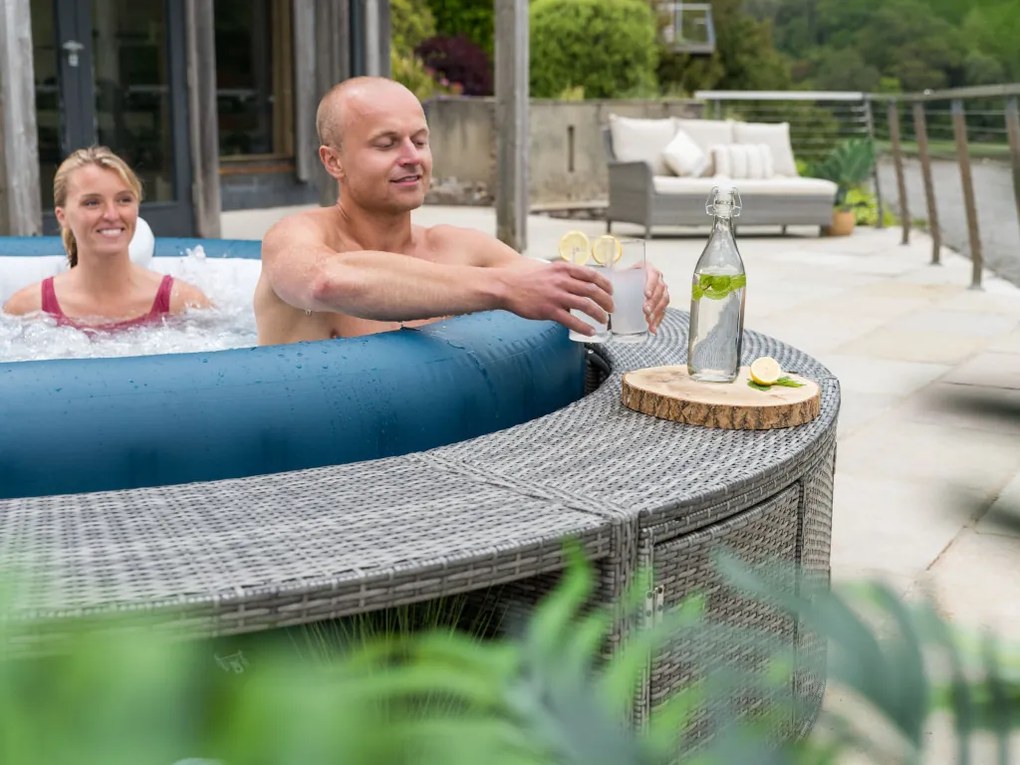 Lay-Z-Spa kör alakú rattan pezsgőfürdő bútor, 200 cm, szürke
