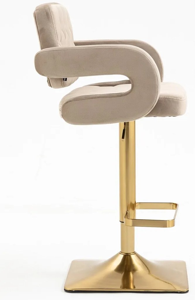HR8403KW Latte modern velúr szék arany lábbal