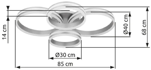 Globo 67260-90 - RUBIO LED 90W mennyezeti lámpa 68x85 cm + távirányító