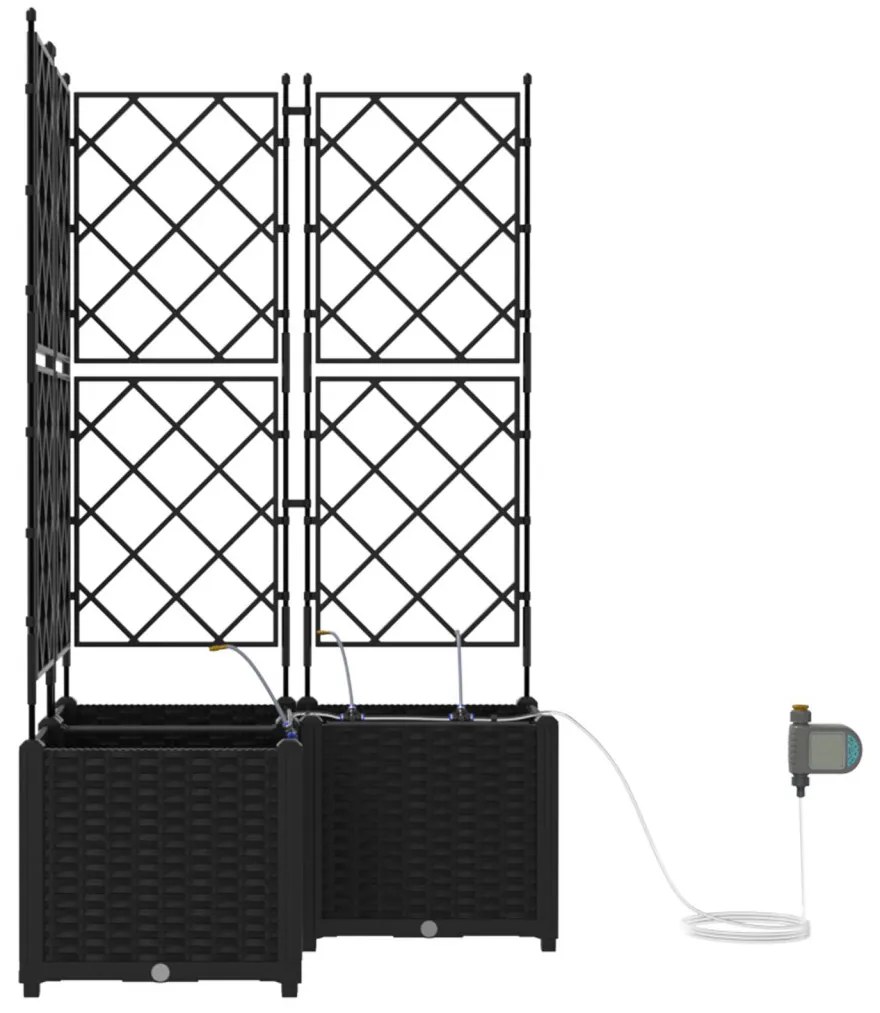 Kerti ültetők Fekete 80 x 80 x 142 cm Acél