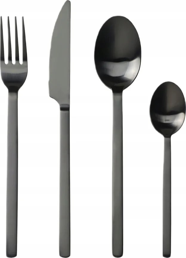 Rozsdamentes evőeszköz szett 6 személyes 24 db-os fekete Ikea Stockholm