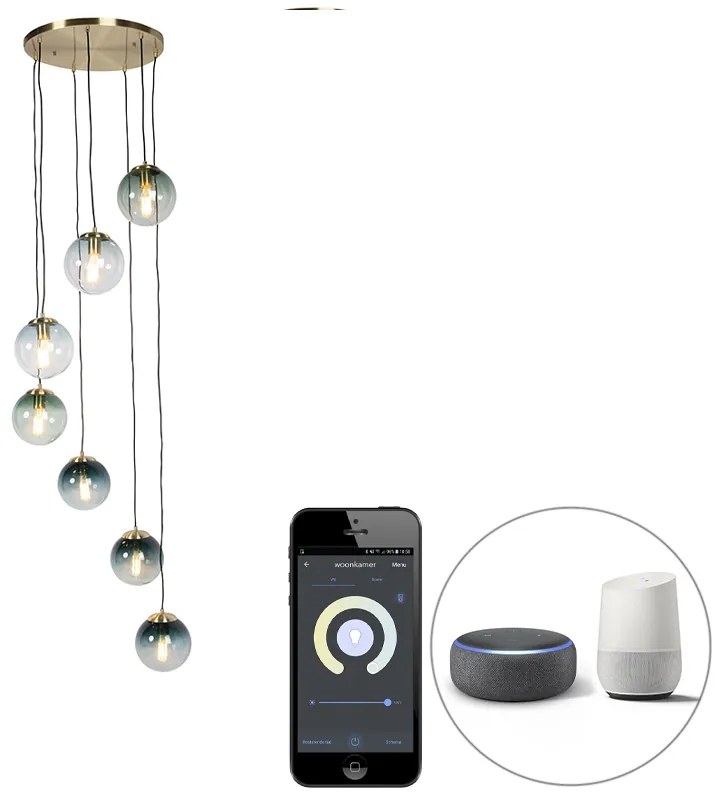 Okos függőlámpa réz 7 lámpás, Wi-Fi ST64 - Pallon