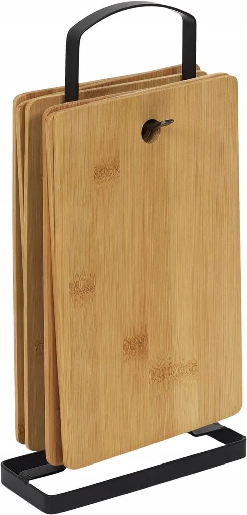 Cmp KD3333 Bambusz Vágódeszka Készlet 6 db Fém Állvánnyal