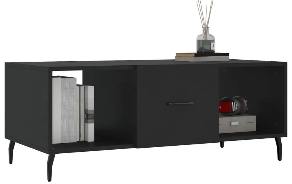 Fekete szerelt fa dohányzóasztal 102 x 50 x 40 cm