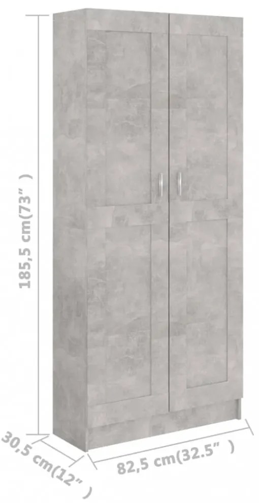 betonszürke szerelt fa könyvszekrény 82,5 x 30,5 x 185,5 cm