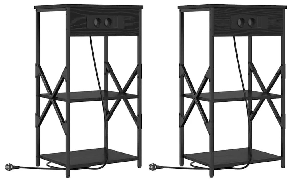 Éjjeli Szekrények 2 pcs Musta tammi 41 x 31 x 76 cm Faanyag