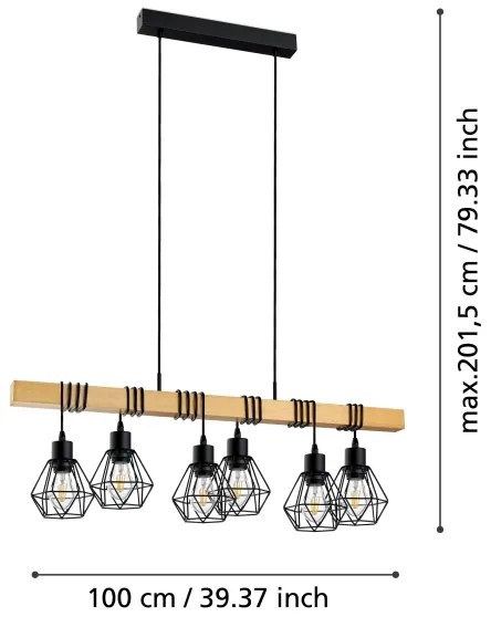 Eglo 44076 - TOWNSHEND kábeles csillár 6xE27/60W/230V