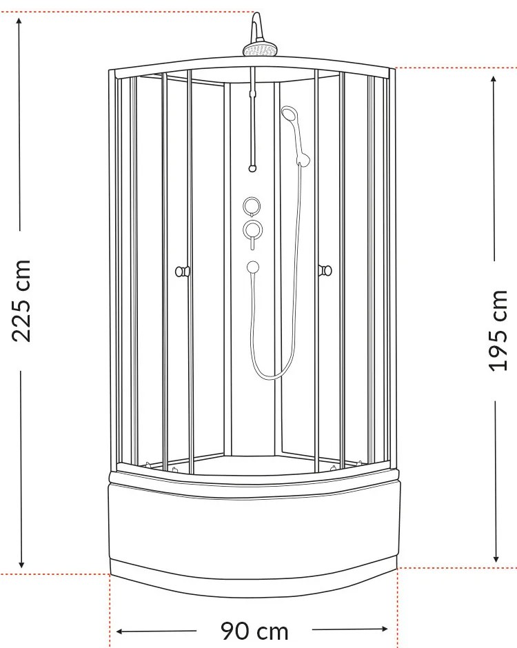 Karolino 90x90 cm Black mélytálcás zuhanykabin