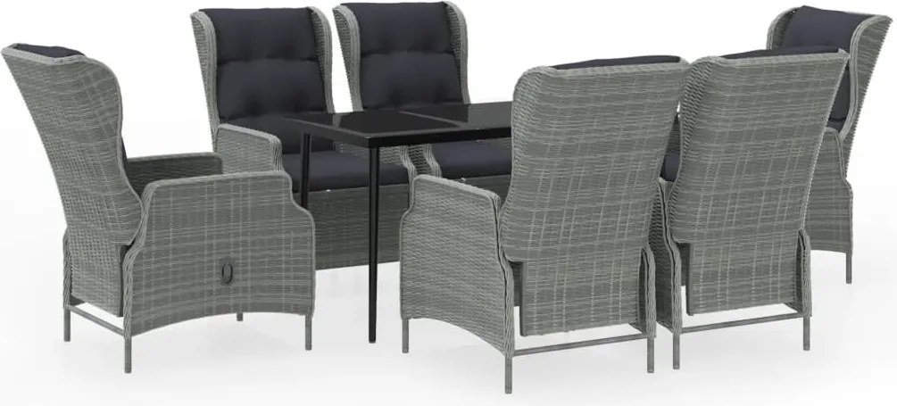 vidaXL 7 részes világosszürke kerti étkezőgarnitúra