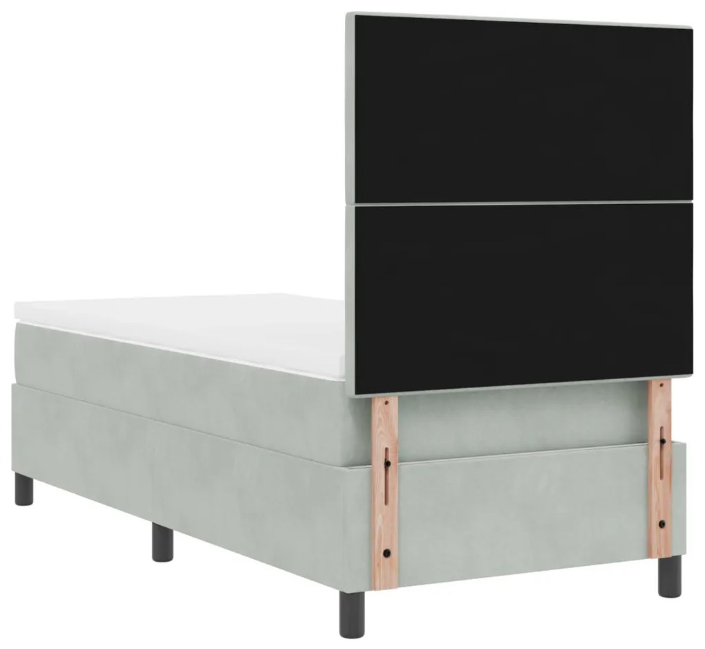 Boxspring Ágy Matrac Különböző Szürke Egyágyas Bársonyos