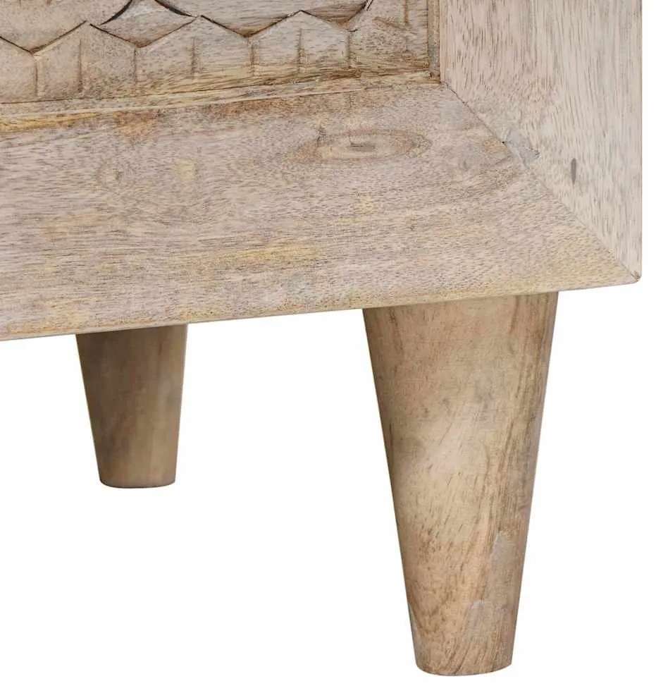 Éjjeli asztal fiókkal 2 pcs Bézs 40 x 33 x 46 cm tömör mangófa