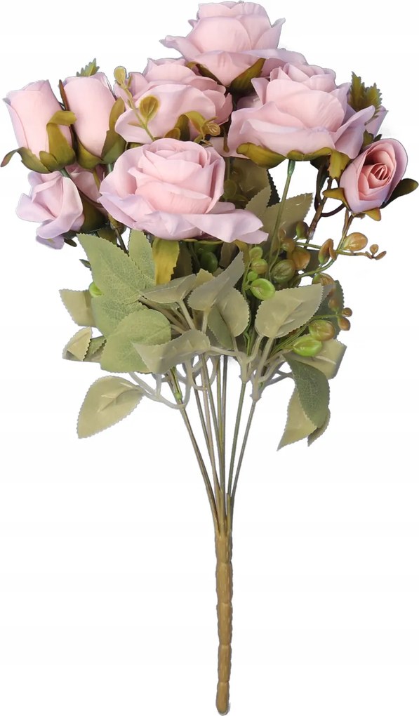 Műrózsa Csokor 44CM Világos Rózsaszín Élénk Dekoráció Váza