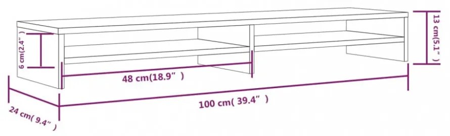 tömör fenyőfa monitorállvány 100 x 24 x 13 cm