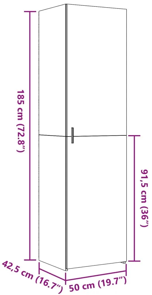 vidaXL betonszürke szerelt fa magasszekrény 50x42,5x185 cm