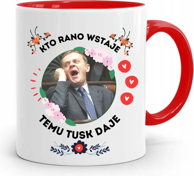 Donald Tusk Piros Bögre Platform Ajándék fényképes nyomtatással